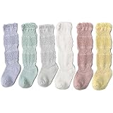 Little World Baby Socks - Baby Girl Knee High Socks, 6 Pack Baby knee Pads for Crawling Cotton Girls Knee High Socks Toddler Knee Pads Gift Idea for Baby