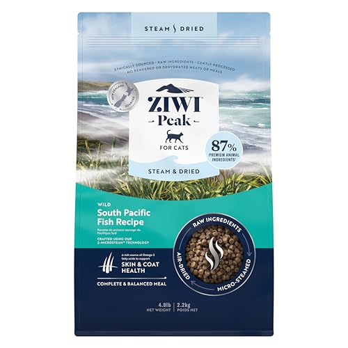 ZIWI Peak Steam & Dried Wild South Pacific Fish – 2,2 kg – Comida seca natural y rica en proteínas para gatos, alternativa cruda y sin cereales