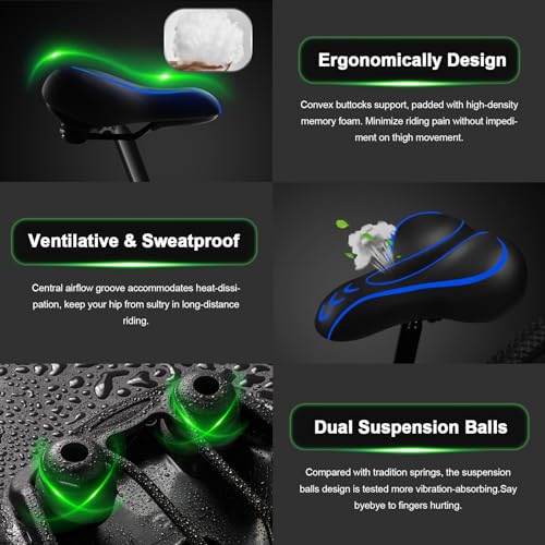 image for Xmifer Oversized Bike Seat, Comfortable Bike Seat - Universal Replacem