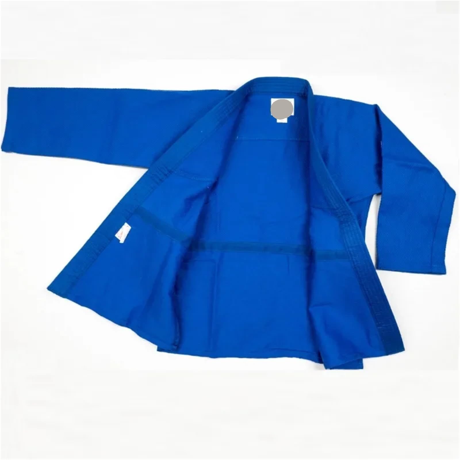 Kimono Jiu Jitsu Trajes de Judo, Tops de 450gsm, Pantalones de 240gsm, Uniforme de Artes Marciales Gi de Judo, Kimono Blanqueado, Gi de Tejido único con cinturón Blanco para Hombres
