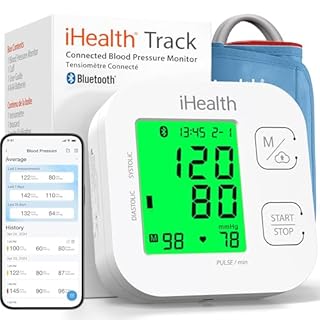 iHealth Track Smart Upper Arm Blood Pressure Monitor with Wide Range Cuff that fits Standard to Large Adult Arms, Bluetooth Compatible for iOS & Android Devices