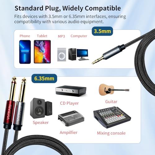 Cable de audio 3.5mm a dual 6.35mm 6 m miniatura 3