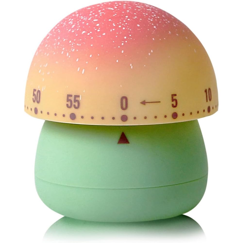 CTRLZS Mechanical Count Down Timer Mushroom-Shaped 60-Minute Wind-Up Countdown Kitchen Timer for Cooking, Study