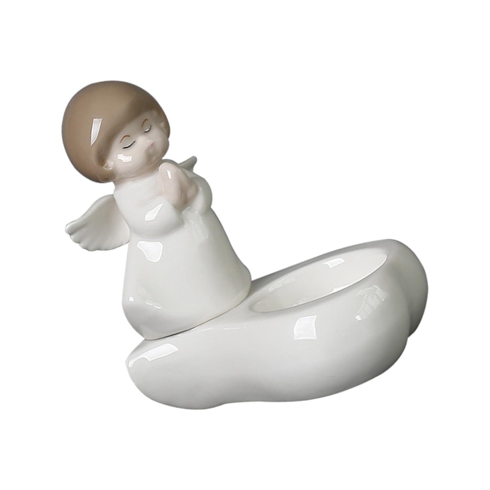Lerpwige Ceramic Angelic Figurine Tealight Stand Handcrafted Decors Votives Candlestick For Spiritual Relaxation In Bedrooms Praying Angel Tealight Cup