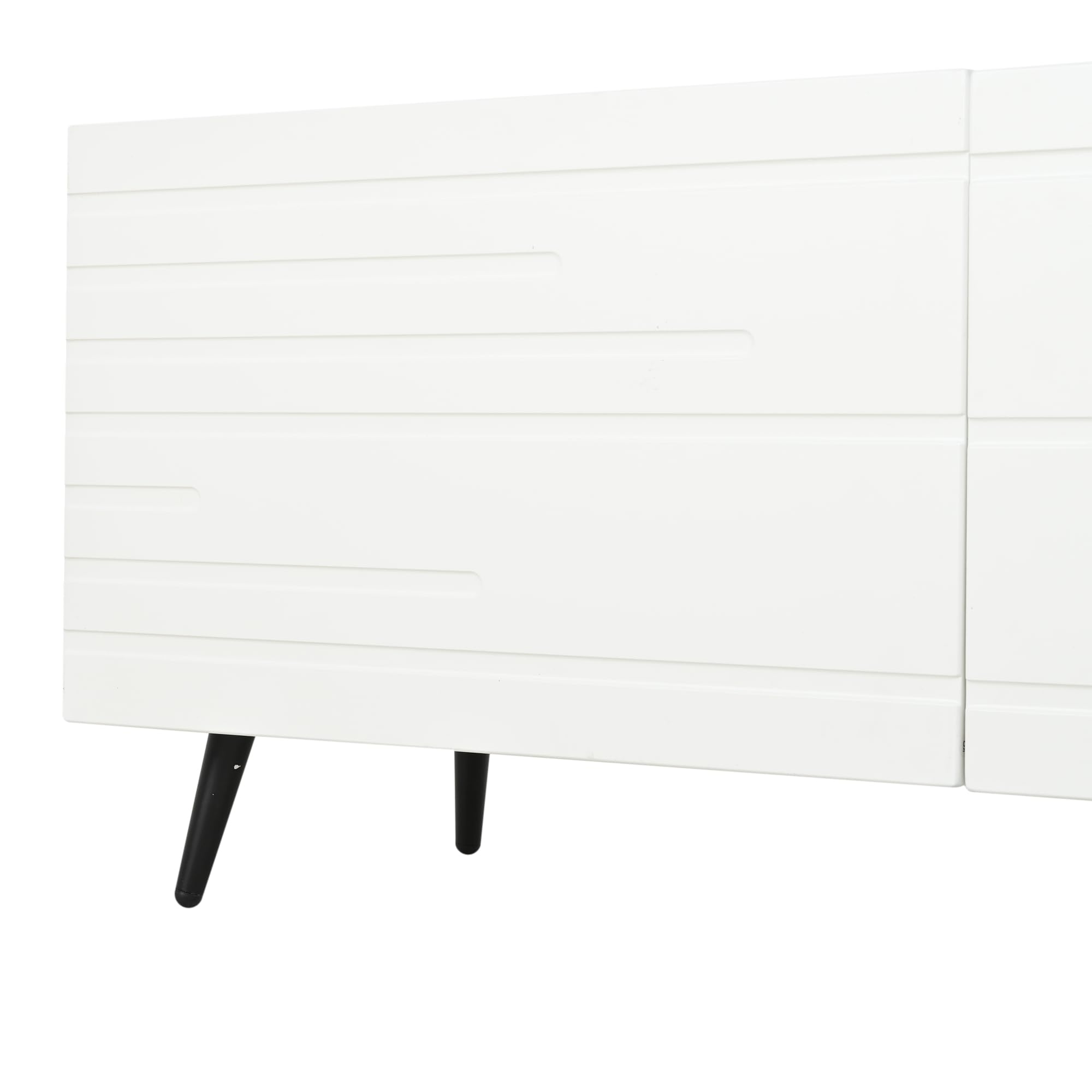 Mobile TV grande 180 x 40 x 48 cm, con 3 ante a battente, design stampato, bianco, adatto per televisori da 80", grande capienza, materiale MDF.