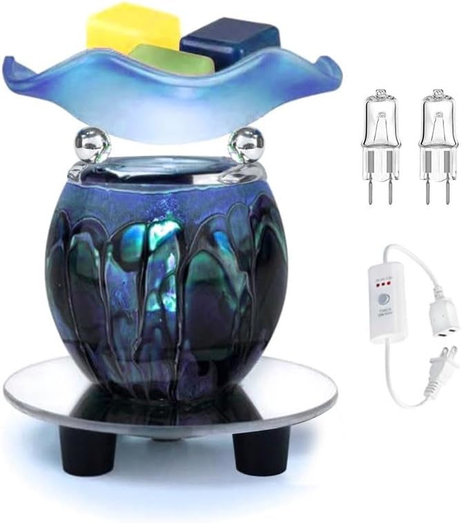 HUNANBANG 3 in 1 Electric Oil Warmer Scented Wax Warmer with with Auto Off Timer Candle Wax Melt Warmer Wax Melter Fragrance Wax Burner(Blue-Timer) - Thumbnail 2