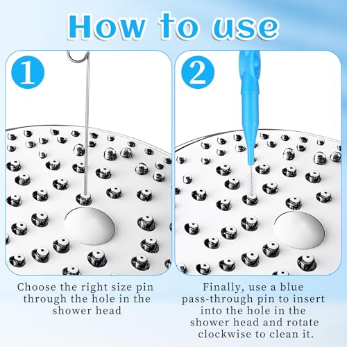 Image of 40 PCS Show Head Cleaner Picks for Small Hole, Anti-Clogging Shower Head Cleaning Brush Small Hole with Storage Boxes Nozzle Unclogger Tool for Household Bathroom (Blue)