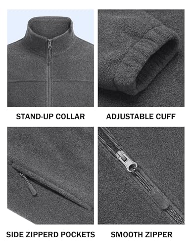 Image of COOFANDY Mens Polar Fleece Jacket Lightweight Full Zip Jackets Outdoor Coat