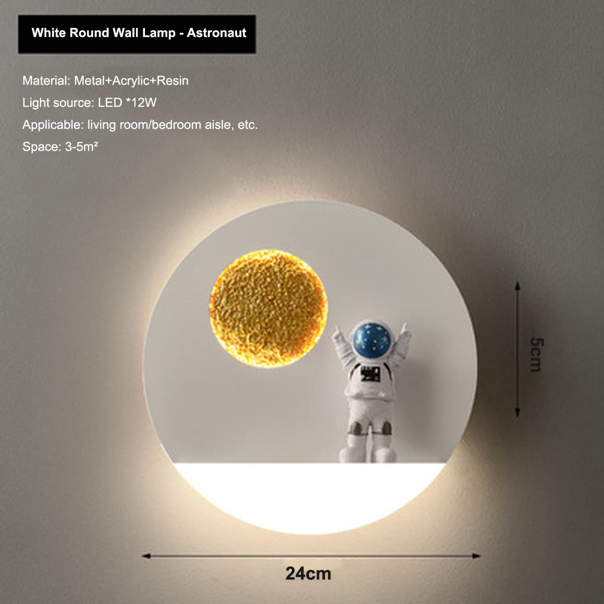 Lampada da parete LED Bambini con Telecomando, 12W Moderna Applique da Parete Astronauta Lampada da Comodino Cameretta Bambini per Ragazzi Ragazze Camera da Letto Metallo Lampada a Muro (A2)
