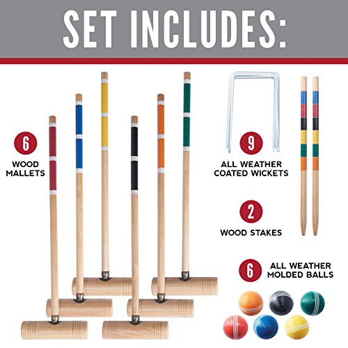 Franklin Sports Croquet Sets, Includes Wood Mallets and Stakes, All Weather Balls and Metal Wickets, Carry Case Included, Professional - Thumbnail 2