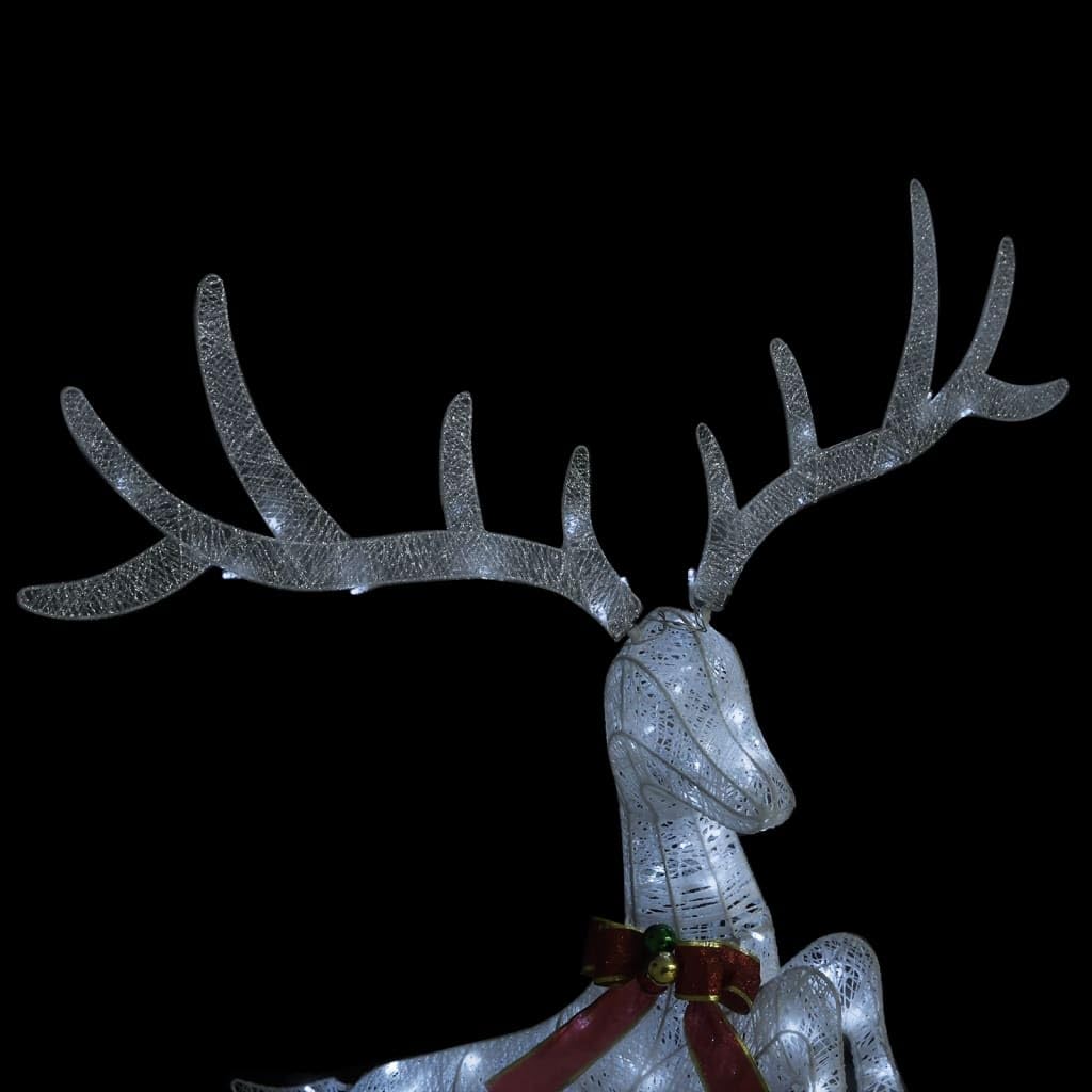 LED-Rentier Weihnachtsdeko mit 120 LEDs, Kaltweiß, Textilgewebe, 105x70x145 cm, 5 m Kabel, USB-Anschluss, für Innen und Außen, energiesparende Weihnachtsbeleuchtung, Lichterkette, Garten