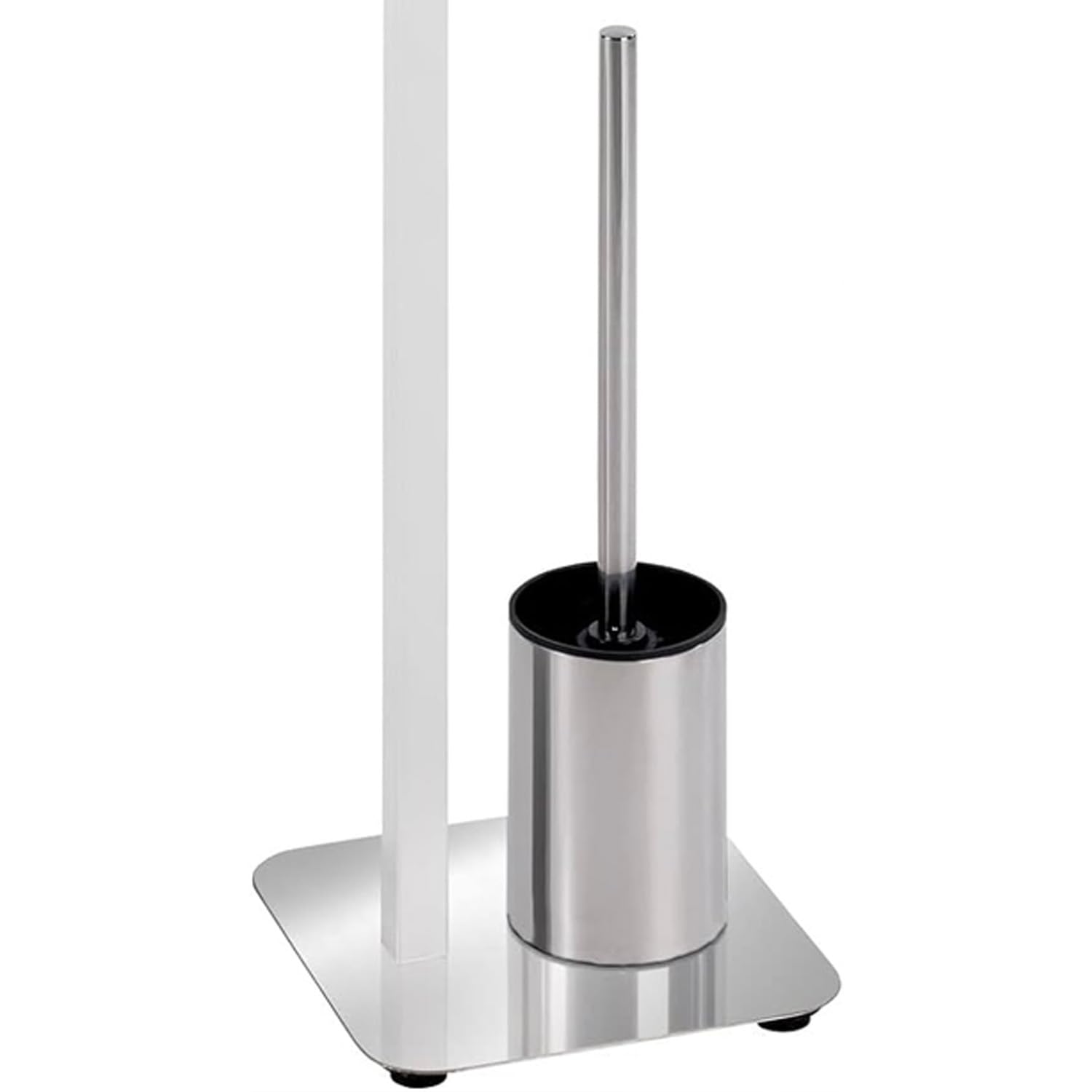 Avilia Piantana da Terra ad Albero Portarotolo e Porta Scopino in Acciaio Inox - Utile per Carta Igienica e Scopino WC, Design Pratico e Stabile, Bianco, 20x73.5x20cm