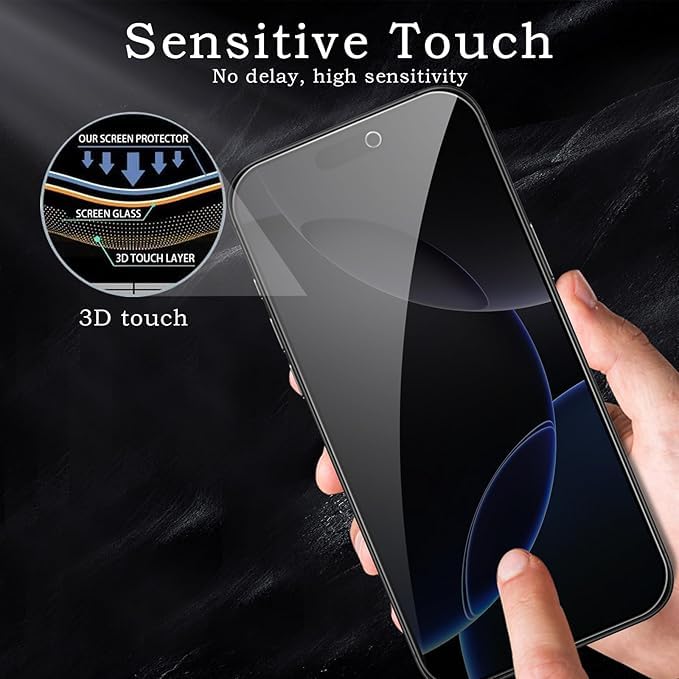 Image of [ 2+2 Pack Privacy Screen Protecor for iPhone 17 Pro Anti-Spy Shatterproof Tempered Glass with Camera Lens Tempered Glass 9H Hardness Bubble Free Anti-Glare Case Friendly