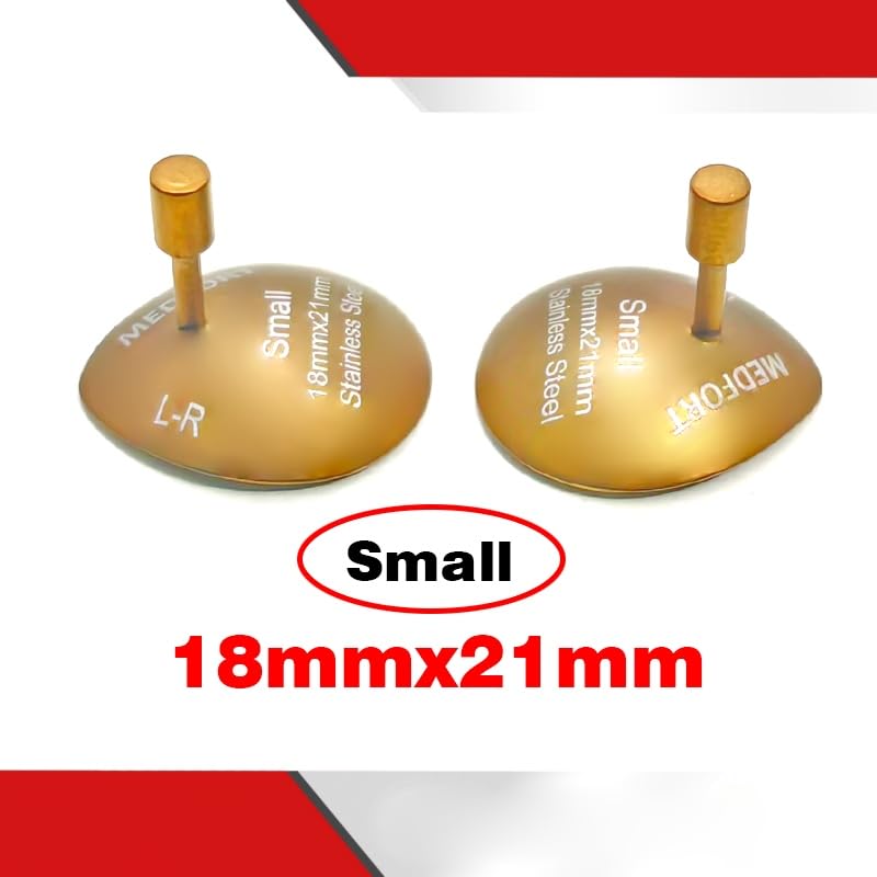 Corneal Eye Shield Protector, Stainless Steel, 18mm x 21mm Small, Gold, 2-Piece Set, Model II