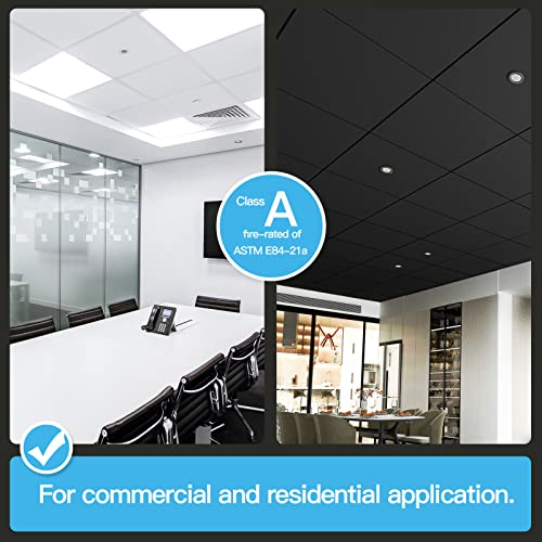 Image of Art3d 12-Pack Smooth Drop Ceiling Tiles, No Sag and Breakage, Black