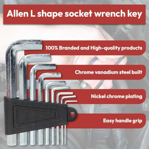 Image of Electronic Spices 9pcs Hex Key Wrench Set | Long Arm Allen Key Set for Bike, Furniture & DIY Repair | Metric Allen Wrench Tool Kit (1.5mm-10mm)