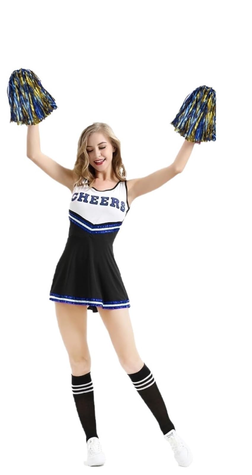 10 paia di pon da cheerleader con manico in plastica lamina metallica for squadre sportive che ballano il calcio Per Il Cheerleading(Blue)