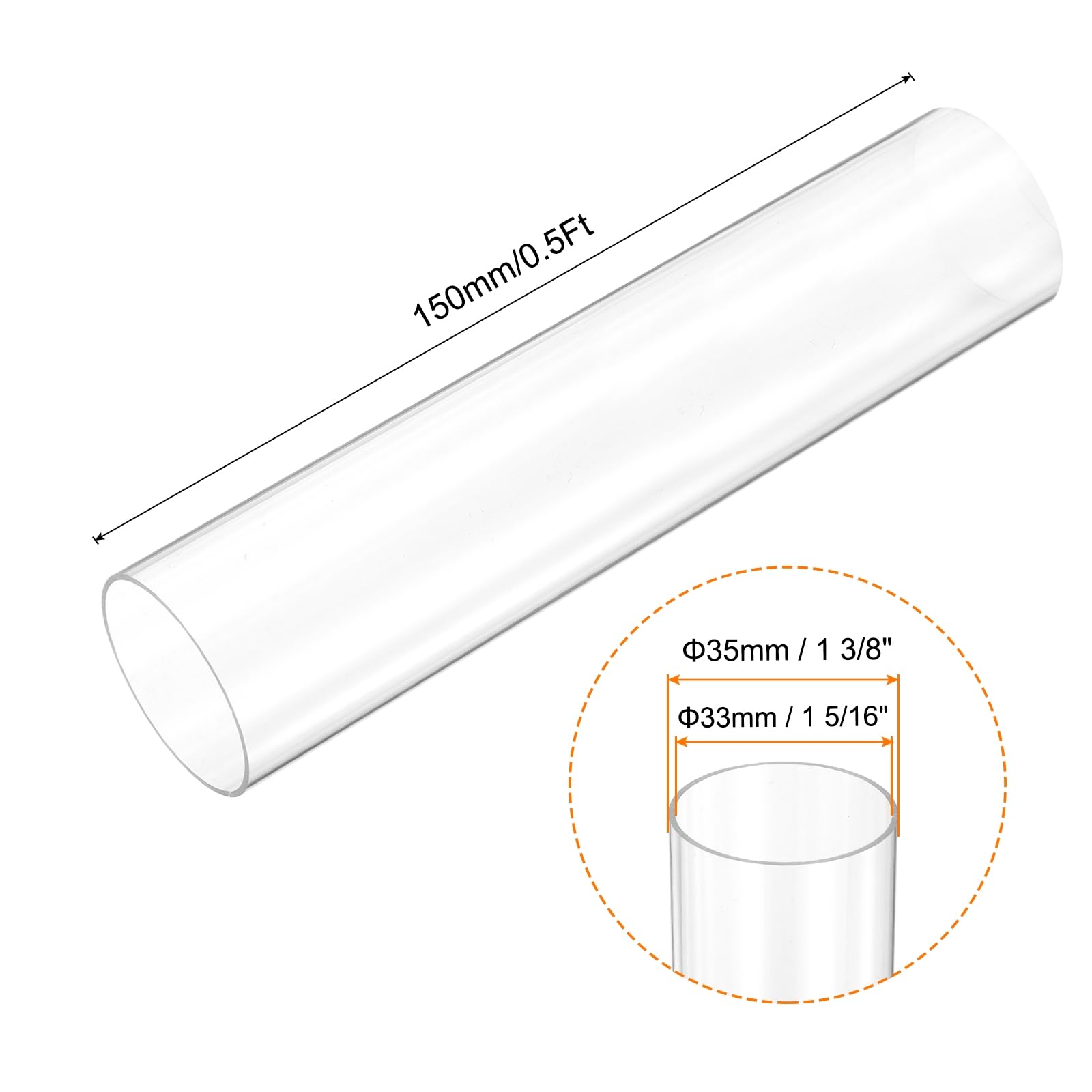 QUARKZMAN 150mm Länge PC Transparent Rohr, ID 29mm Produktbild-Vorschau 8