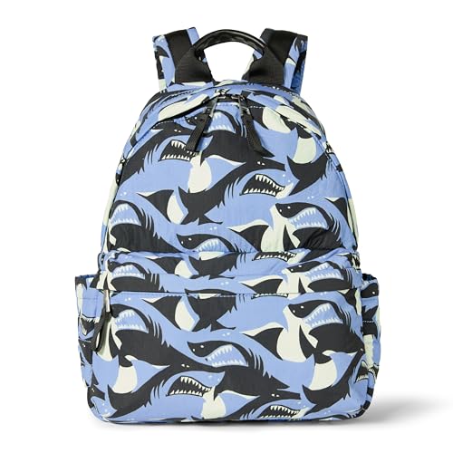 Amazon Essentials Unisex Kids Backpack for Boys and Girls Light Blue Shark Waves One Size