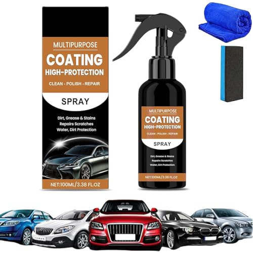 Spray 3 in 1 per la verniciatura rapida di auto, rimozione rapida di graffi per auto, pasta per la rimozione di graffi per auto, rimuove graffi, grasso e macchie da tutte le superfici (100ML,1PC)
