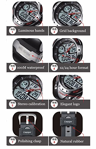 Image of PASNEW Boys' Watches - Dual Display, Large Dial Sport Watch, Black Outdoor Watch for Boys & Teens - Waterproof