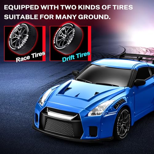 Image of ACAMMZAR RC Drift Car, 1:24 Remote Control Car for Kids, 20KM /H 4WD High Speed RC Cars with Lights, Extra Racing Tires, Vehicle for Adults Boys Girls