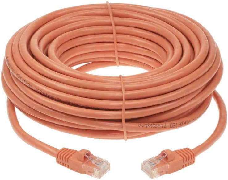 SF Cable 100ft Cat 6 Unshielded (UTP) Ethernet Network Cable, RJ45 Plugs, 24AWG 4pair Stranded Copper Wire, 550Mhz Snagless Patch Cable - Orange