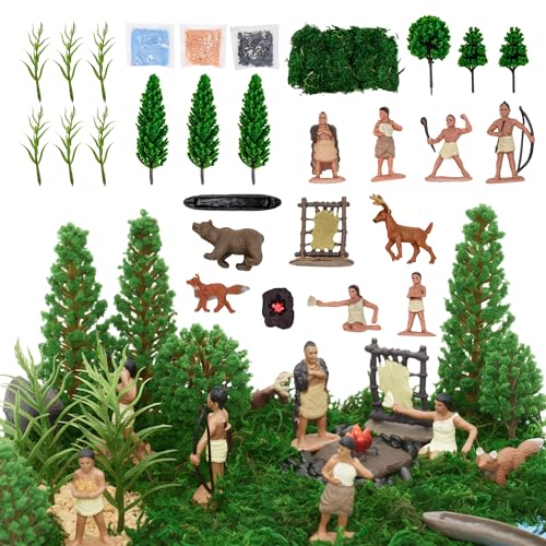 LuciPaw 28 PCS Native American Indians Figures Toys Set, Include Plastic Figurine Toys Trees Moss Sand Stones, Kids Historical Education School Project Decoration Birthday Halloween LuciPaw 28 PCS Native American Indians Figures Toys Set, Include Plastic Figurine Toys Trees Moss Sand Stones, Kids Historical Education School Project Decoration Birthday Halloween