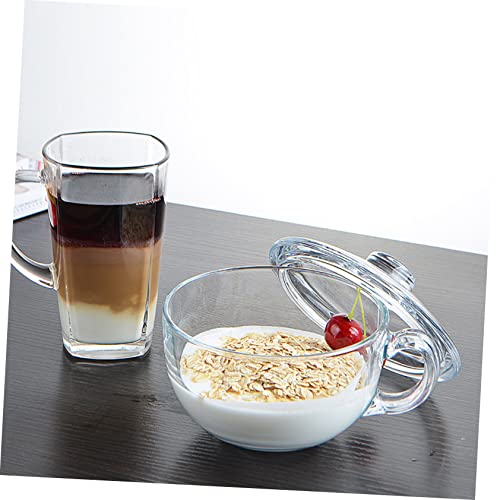 YARNOW 1 Conjunto De Xícara De Café Da Manhã Copos De Vidro Tampa Recipientes De Vidro Recipiente Tr