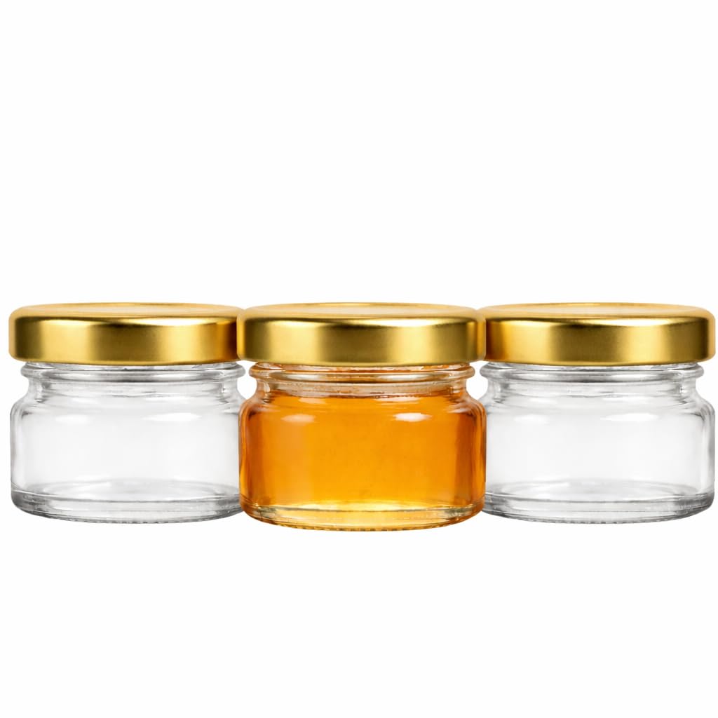 made in home - Mini bocaux en verre renversés | Capacité : 30 ml | Couvercle à visser | To 43 bocaux ronds en verre pour confiture, fruits, bocaux de conserve, pots de miel, bocaux de mise en conserve