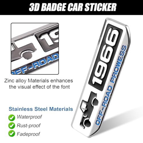 Image of 5.5 inches Badge Emblem for Bronco, 1966 Off-Road Prowess, Stainless Steel, 3D Emblem for Tailgate and Sides Compatible with Bronco & Bronco Sport 2021 2022 2023 2024 Accessories (Silver & Black)