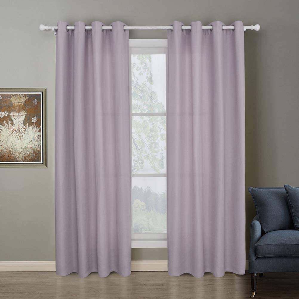 Rideau thermique blanc et violet à œillets 138x160cm pour chambre | Lot de 2 panneaux