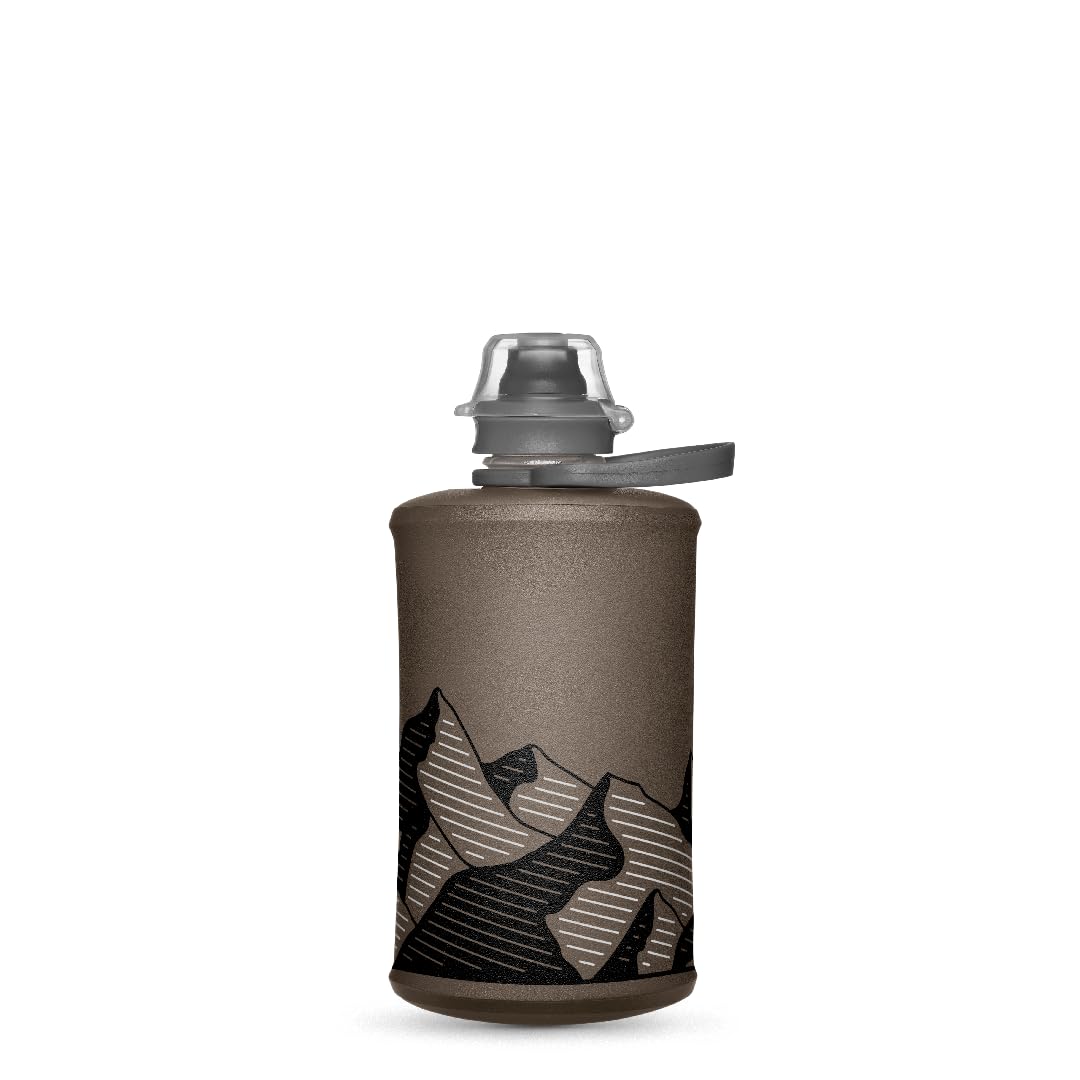 HydraPak Stow - Collapsible Backpacking Water Bottle (350ml) - BPA Free, Ultra Light, Spill-Proof Twist Cap - Mammoth Grey