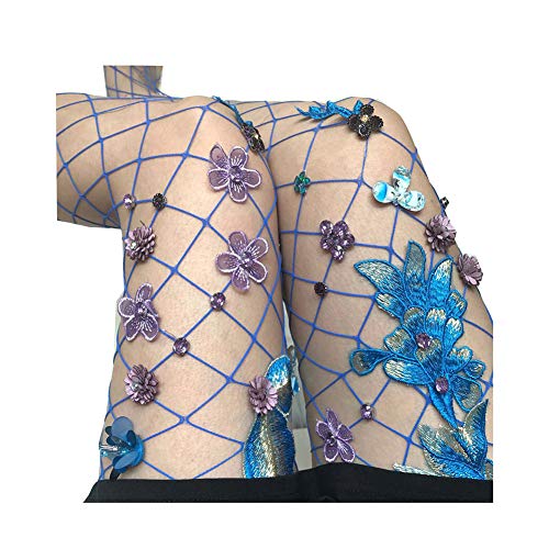 Image of Ulalaza Sparkle Hollow Out Letter Nude Colorful Rhinestone Hot Drilling Fishnet Pantyhose Tights for women Luminous