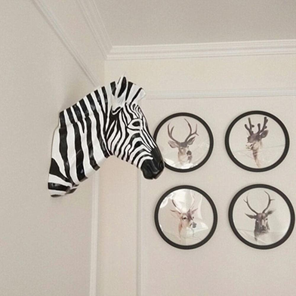 YQLKD Décor Sculpturedécoration Murale Animal Tête De Zèbre Résine Statue Décoration Figurines
