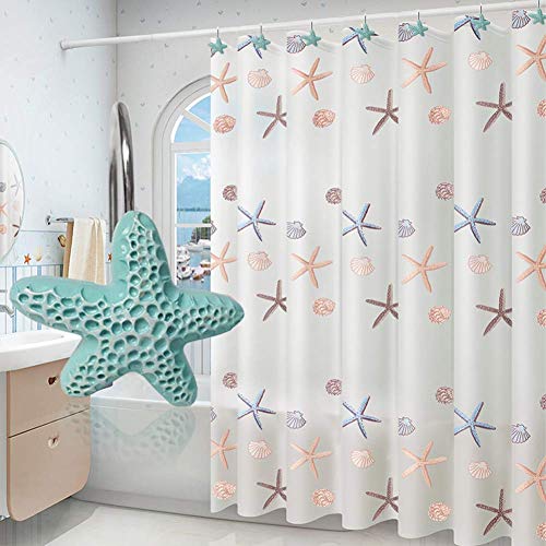 Ayygiftideas 12 PCS Blue Starfish Shower Curtain Hooks Design Fashion Decorative