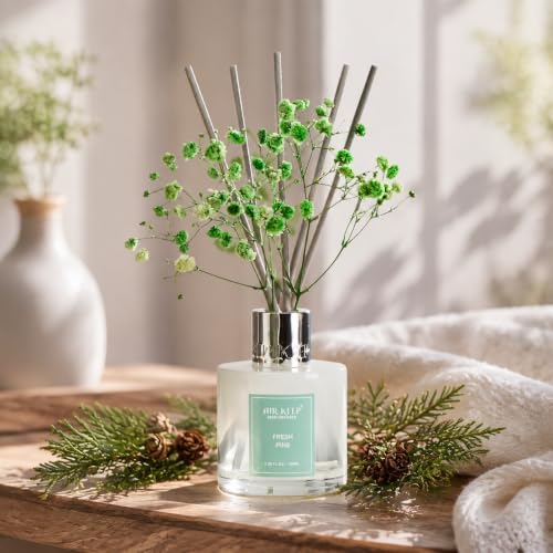 Image of Airkeep Reed Diffuser Set,3.38 fl oz (100 ml) - Fresh Pine Oil Diffusers with 8 Reed Sticks, Home Fragrance Reed Diffuser for Bathroom Shelf Decor