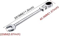 Vista 2 de KATUR Juego de llaves de trinquete de 0.866 in con cabezal giratorio flexible, llave combinada de trinquete, herramienta métrica de acero al cromo