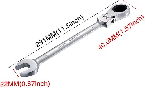 Miniatura 2 de KATUR Juego de llaves de trinquete de 0.866 in con cabezal giratorio flexible, llave combinada de trinquete, herramienta métrica de acero al cromo