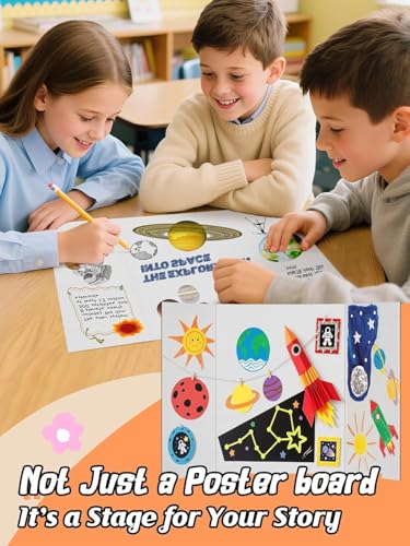 لوح عرض ثلاثي الطيات من ساكفيل (قطعتان) | 28 × 40 انش (70 × 100 سم) | 3 طبقات من الورق المقوى المموج مع سطح ابيض داخلي | لوحة ملصقات محمولة | للمشاريع المدرسية | العروض المكتبية | المعارض