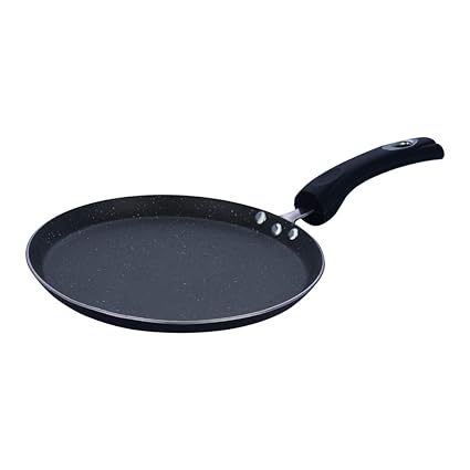 Vinod Zest Marbilo Aluminium Non Stick Dosa Tawa - 28 cm | 3 mm Thick | 5 Layer Coating | Stain Resistant | Stay Cool Handle | Induction & Gas Base | 1 Year Warranty