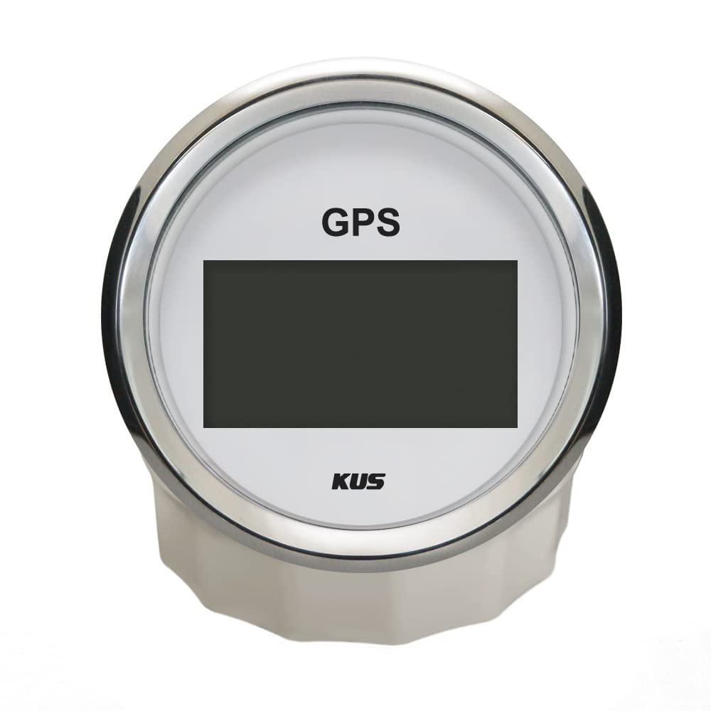 KUS Impermeabile Tachimetro GPS Digitale Con Retroilluminazione Per Barca Barca Yacht 85mm 9-32V (Bianco)