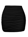 Women&apos;s Sexy High Waist Solid Tight Ruched Bodycon Mini Club Skirt