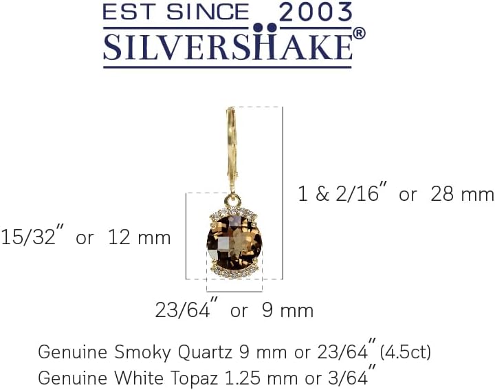 Silvershake 9MM Round Shape Gemstone White Gold Plated or Yellow Gold Plated 925 Sterling Silver Leverback Dangle Earrings Jewelry for Women