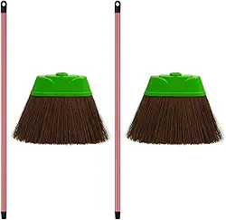 Kit 2 Vassouras de Piaçava 30cm Base Plástica Reforçada com Cabo Cerdas Naturais Firmes para Limpeza Pesada de Casa, Quintal, Calçada Garagem Durável, Eficiente Ideal para Uso Doméstico e Profissional