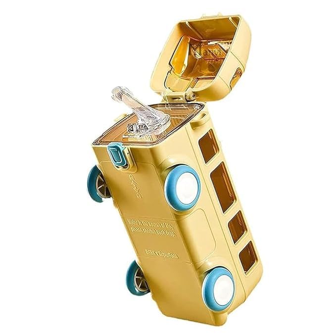 LMN STORE Bus Water Bottle Comes with Straw and Strap for Water Coffee Tea and Various Drinks Cool Design Easy to Carry Fits in a Backpack or Gym Bag 500 ML (Yellow) (B0CVQ85T6Y) Amazon Price History, Amazon Price Tracker
