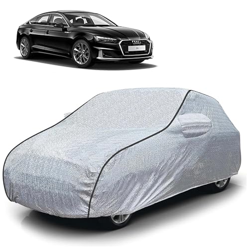 Image of Sulfar 100% Waterproof Car Body Cover Compatible with Mirror for Audi A5 (Triple Stitched, Full Bottom Elastic, Magic Silver with Black Piping)