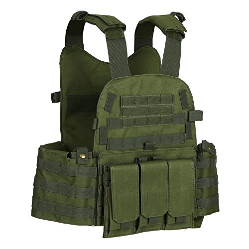 Lixada Chaleco Molle modular para hombre al aire libre, chaleco de carga con cargador para herramientas de tiro con bolsillo de hidratación, 4 colores