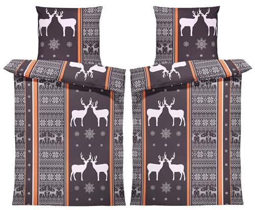 one-home Winter Biber Bettwäsche Baumwolle Kuschelig Flauschig Warme...