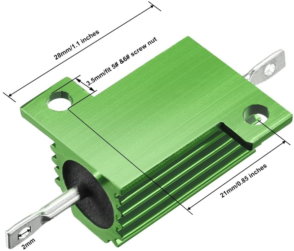 Résistance Aluminium 25W 1K Ohm 5% - Pour Feux LED Auto 12V, Refroidissement Efficace